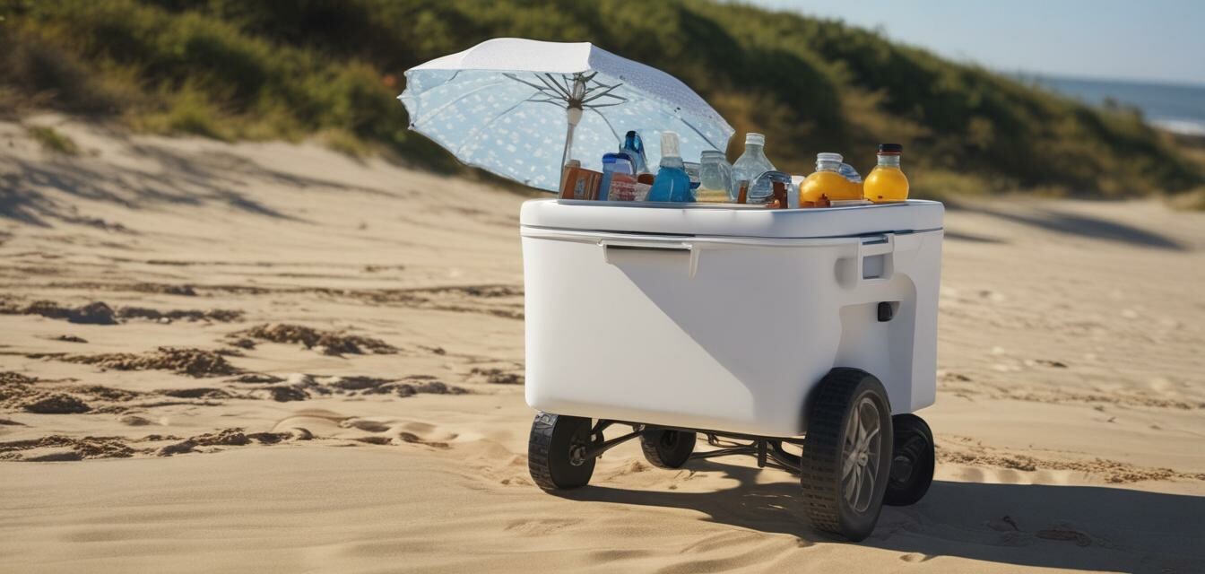 Motorized cooler on the beach